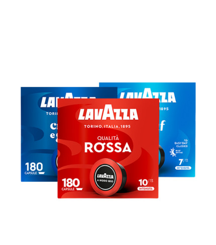 Kit 540 Capsule A Modo Mio Crema e Gusto, Qualità Rossa, Dek