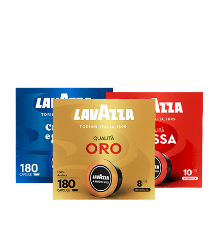 Kit 540 Capsule A Modo Mio Qualità Oro, Crema e Gusto, Qualità Rossa