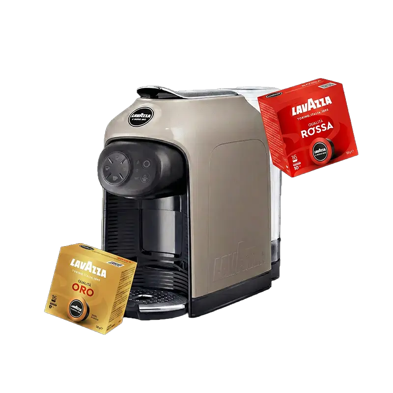 Macchina da caffè + pack capsule AMM qualità rossa e crem e gusto